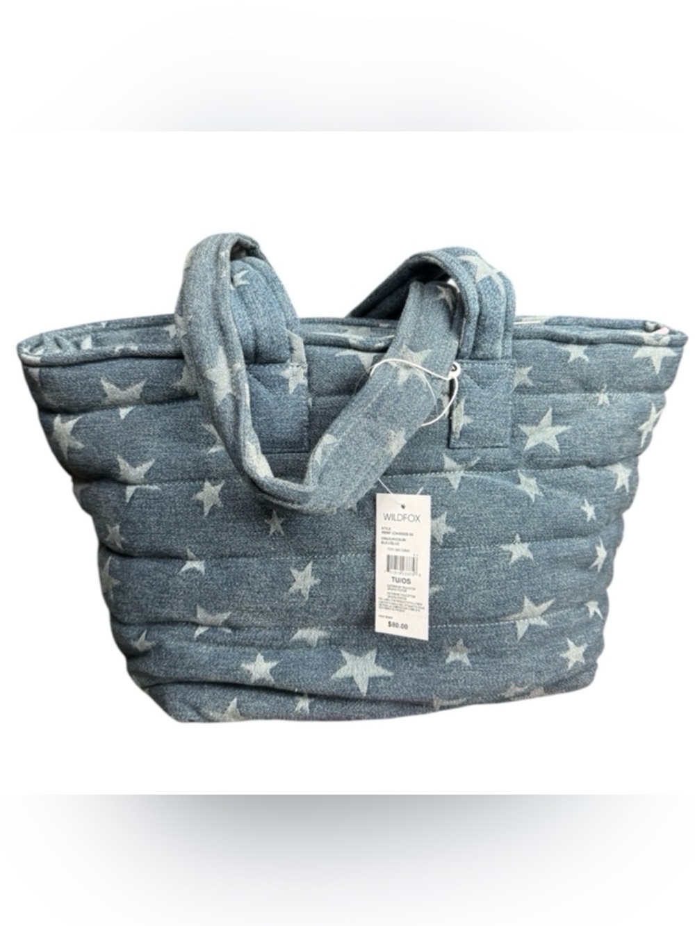 Wildfox Star Print Quilted Denim Tote